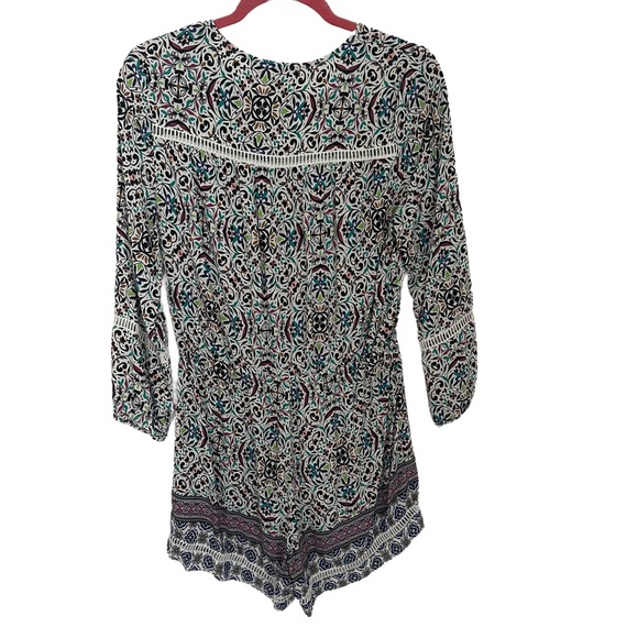 AMERICAN RAG Floral Print 3/4 Sleeve Women's Romper Size Medium‎ NICE!! - Picture 4 of 9